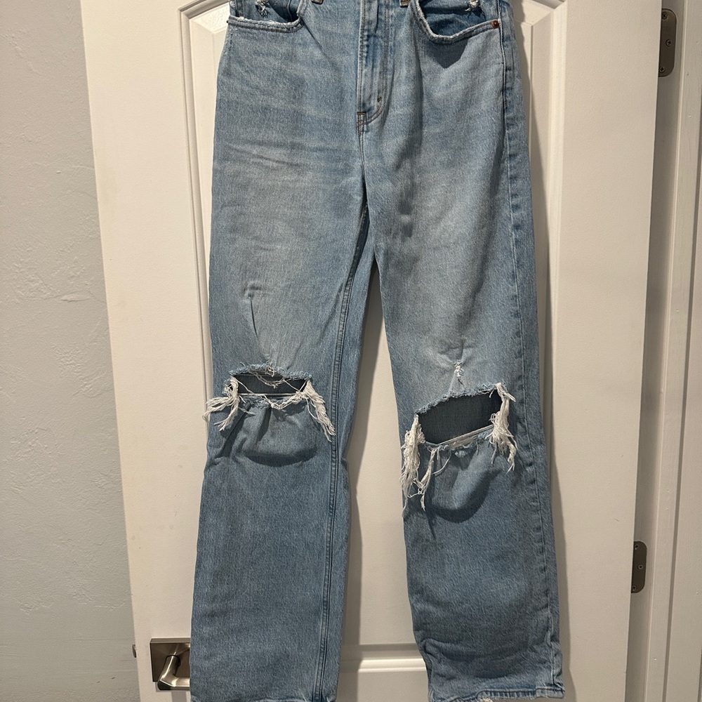 A&F Light Blue Distressed Jeans